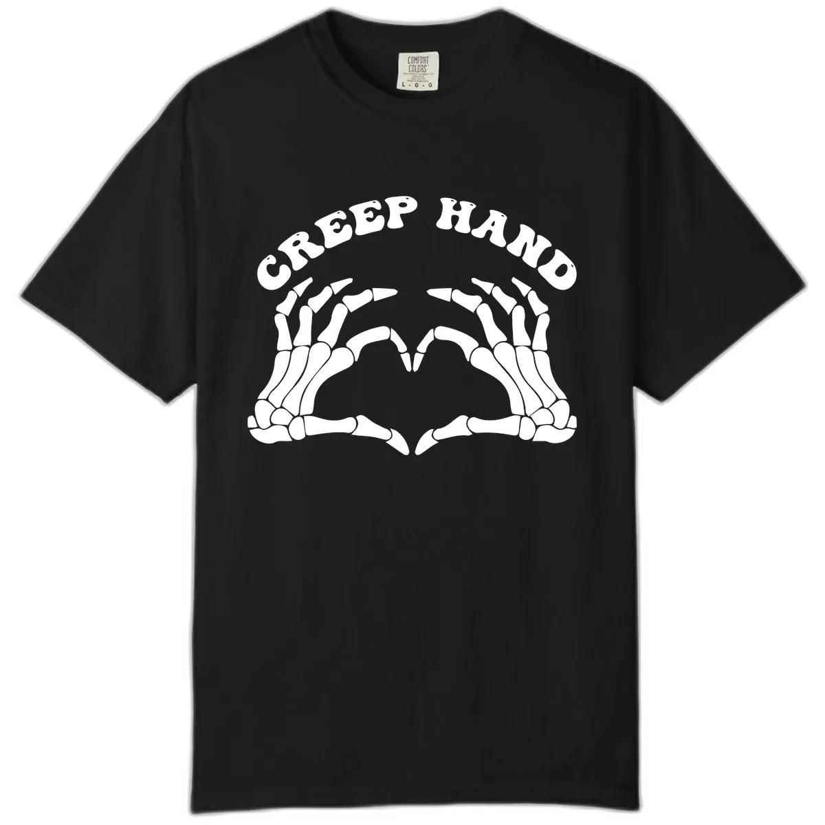 Creep Hand Skeleton Heart Gesture Comfort Color in Black
