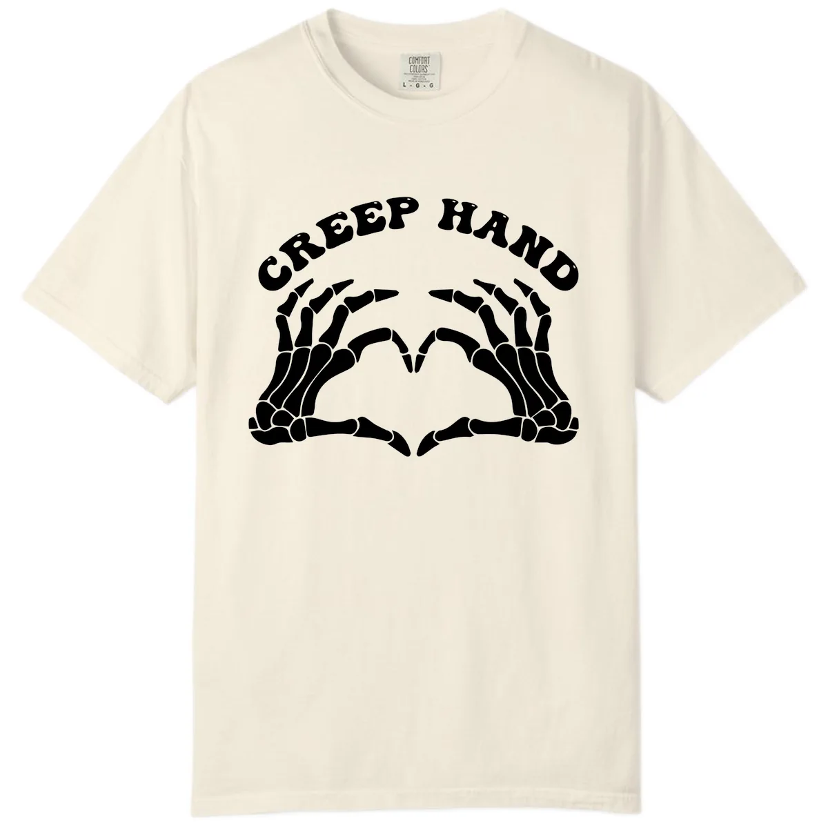 Creep Hand Skeleton Heart Gesture Comfort Color in Ivory