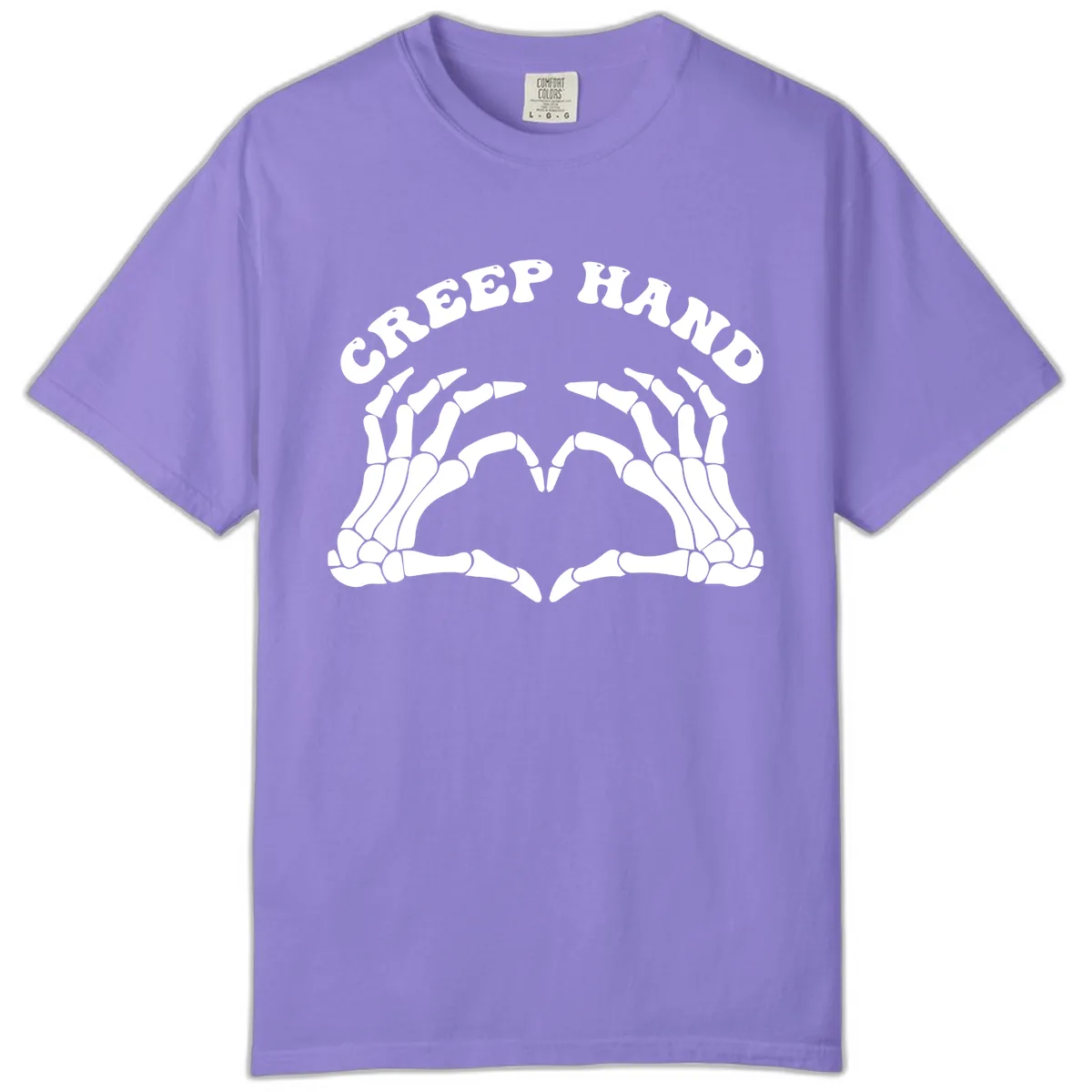 Creep Hand Skeleton Heart Gesture Comfort Color in Violet
