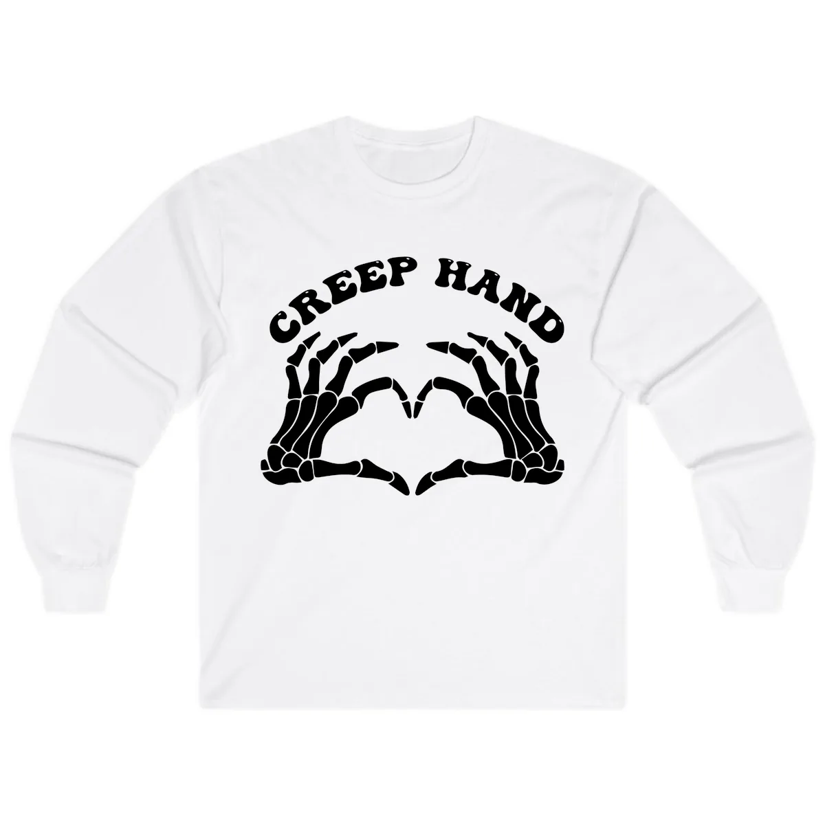 Creep Hand Skeleton Heart Gesture Long Sleeve in White