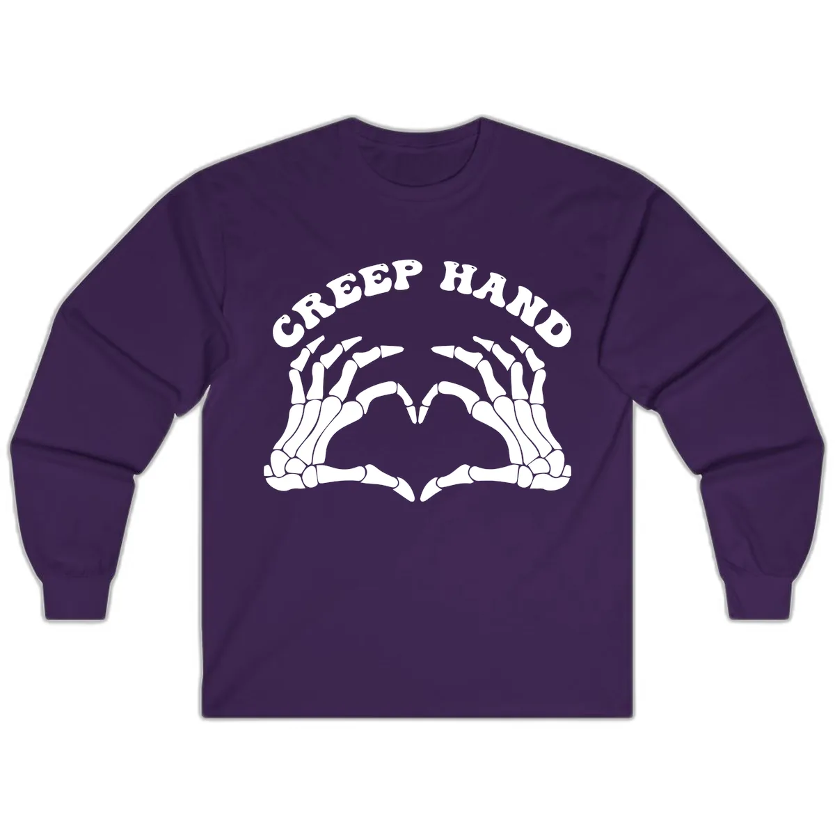 Creep Hand Skeleton Heart Gesture Long Sleeve in Purple