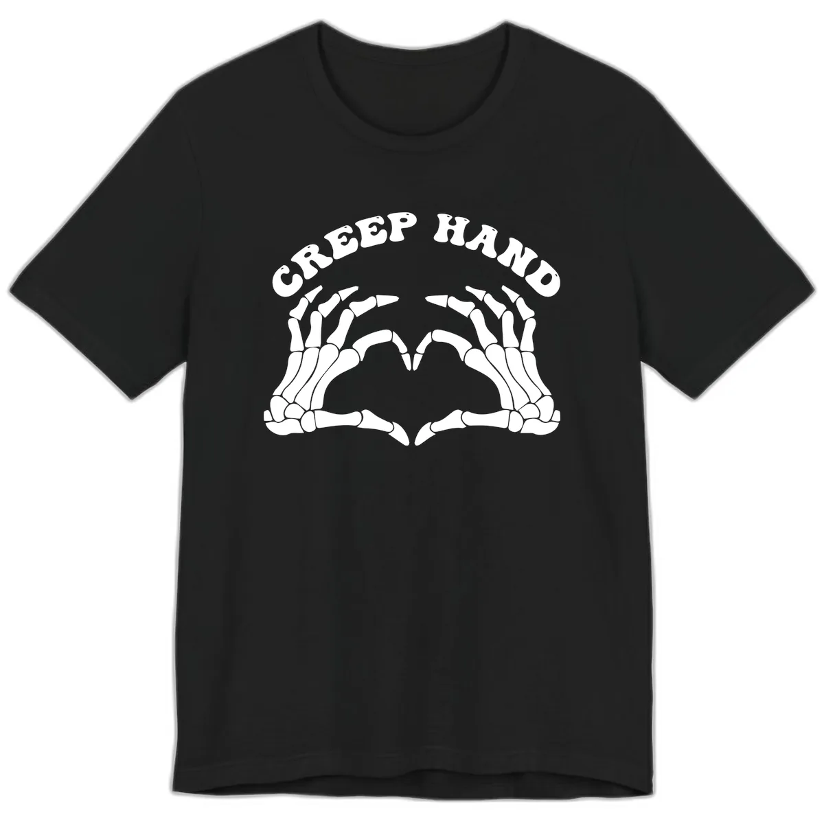 Creep Hand Skeleton Heart Gesture Premium T-Shirt in Black