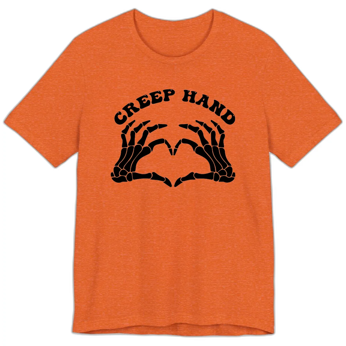 Creep Hand Skeleton Heart Gesture Premium T-Shirt in Heather Orange