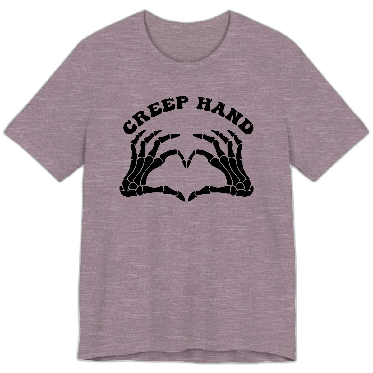 Creep Hand Skeleton Heart Gesture Premium T-Shirt in Heather Purple