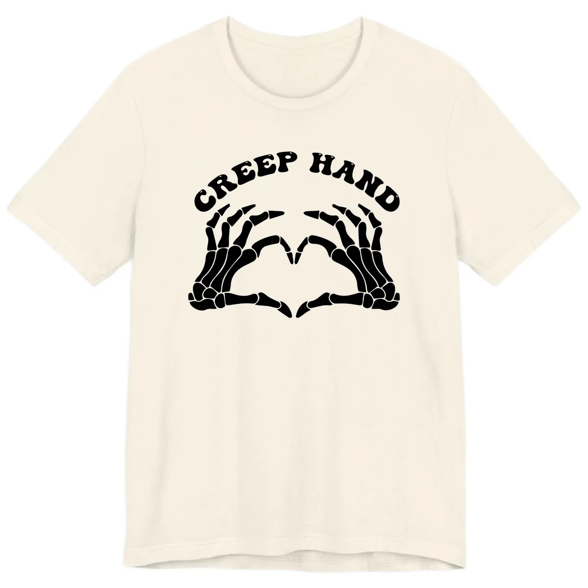 Creep Hand Skeleton Heart Gesture Premium T-Shirt in Natural