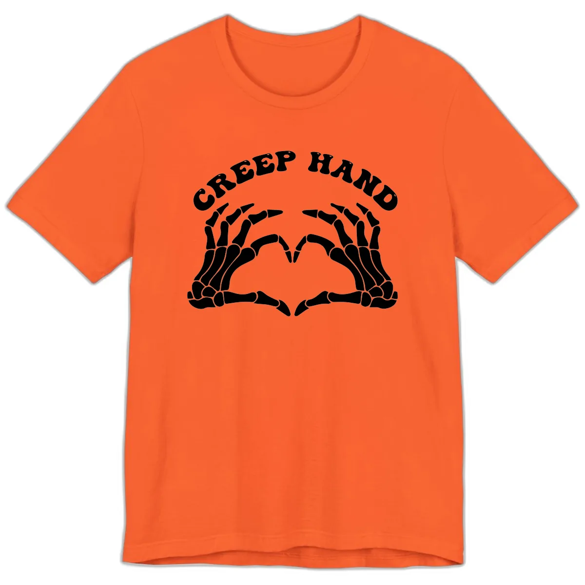 Creep Hand Skeleton Heart Gesture Premium T-Shirt in Orange