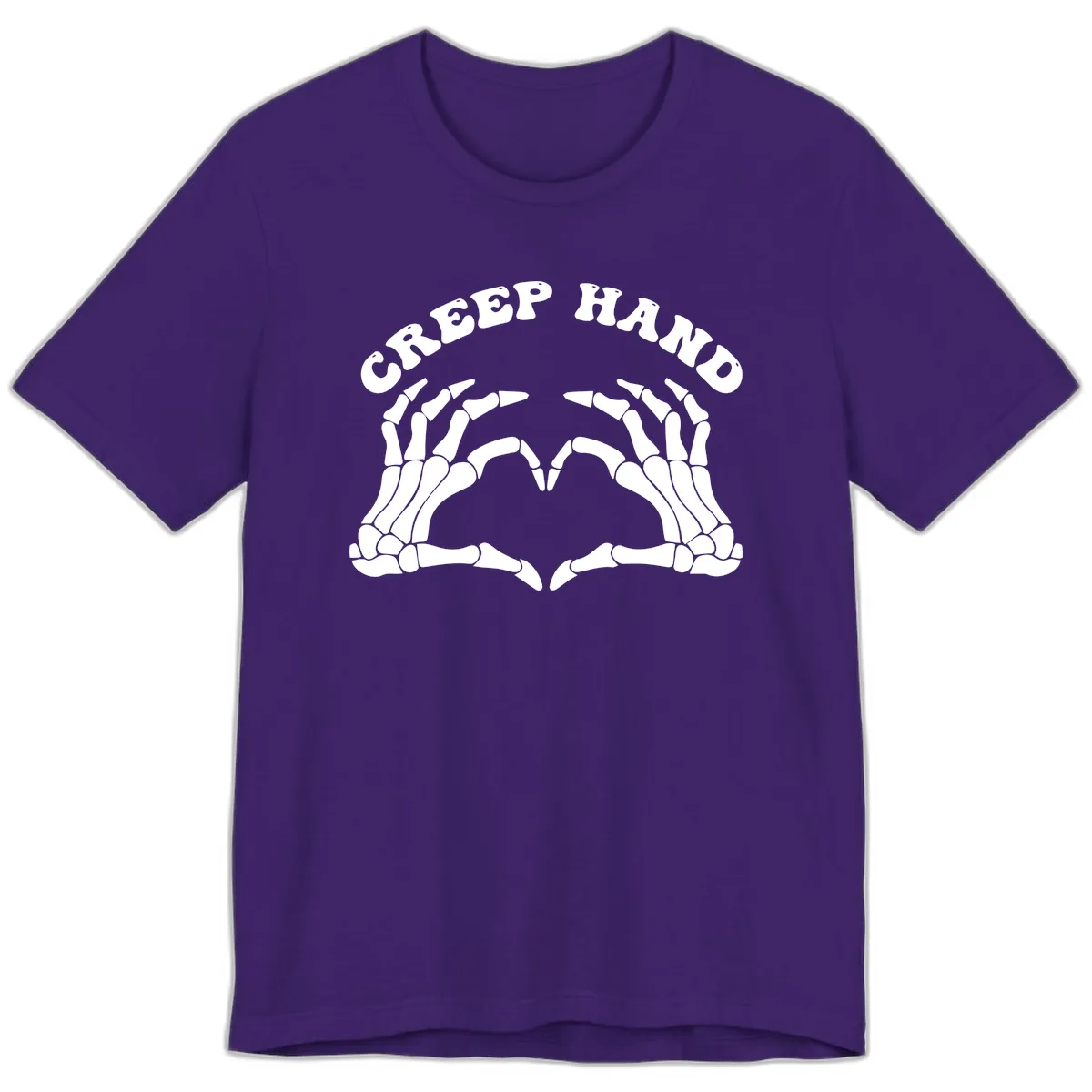 Creep Hand Skeleton Heart Gesture Premium T-Shirt in Team Purple