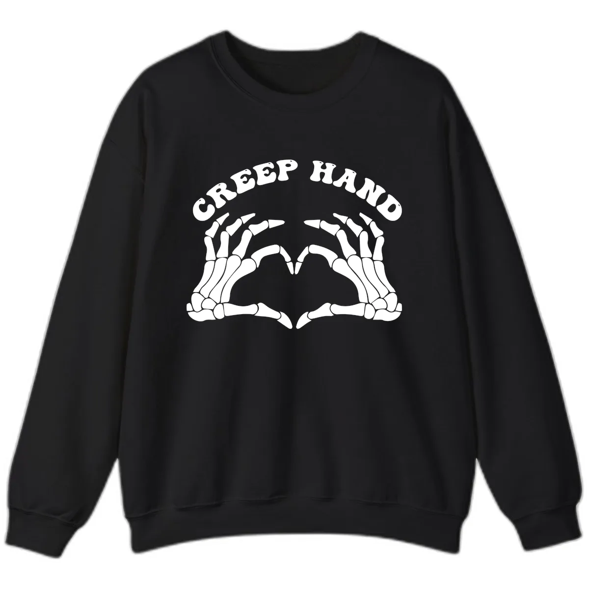Creep Hand Skeleton Heart Gesture Sweatshirt in Black