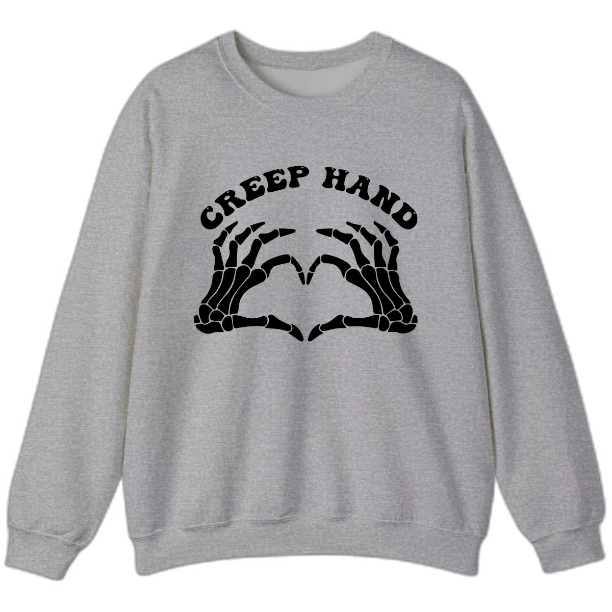 Creep Hand Skeleton Heart Gesture Sweatshirt in Sport Grey