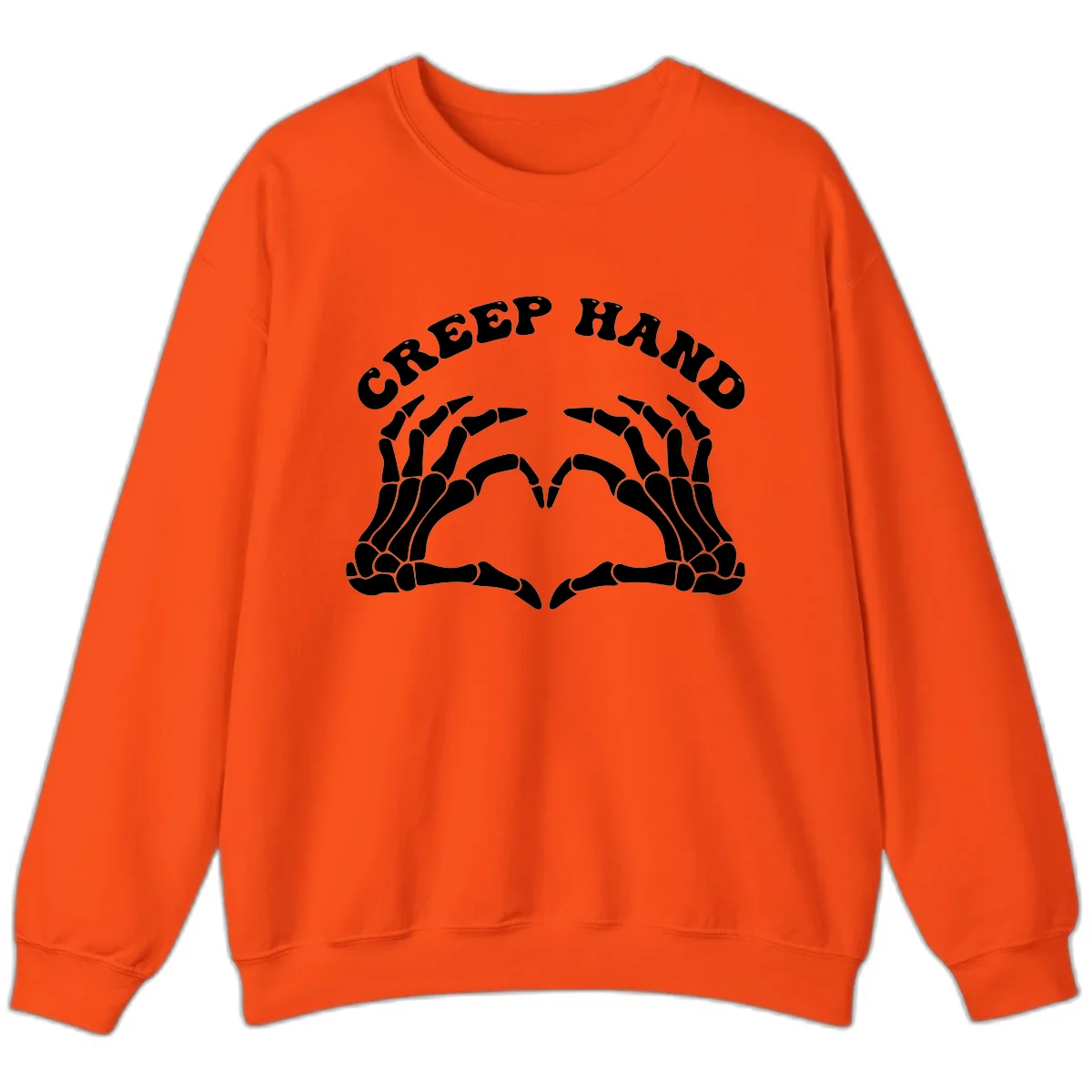 Creep Hand Skeleton Heart Gesture Sweatshirt in Orange
