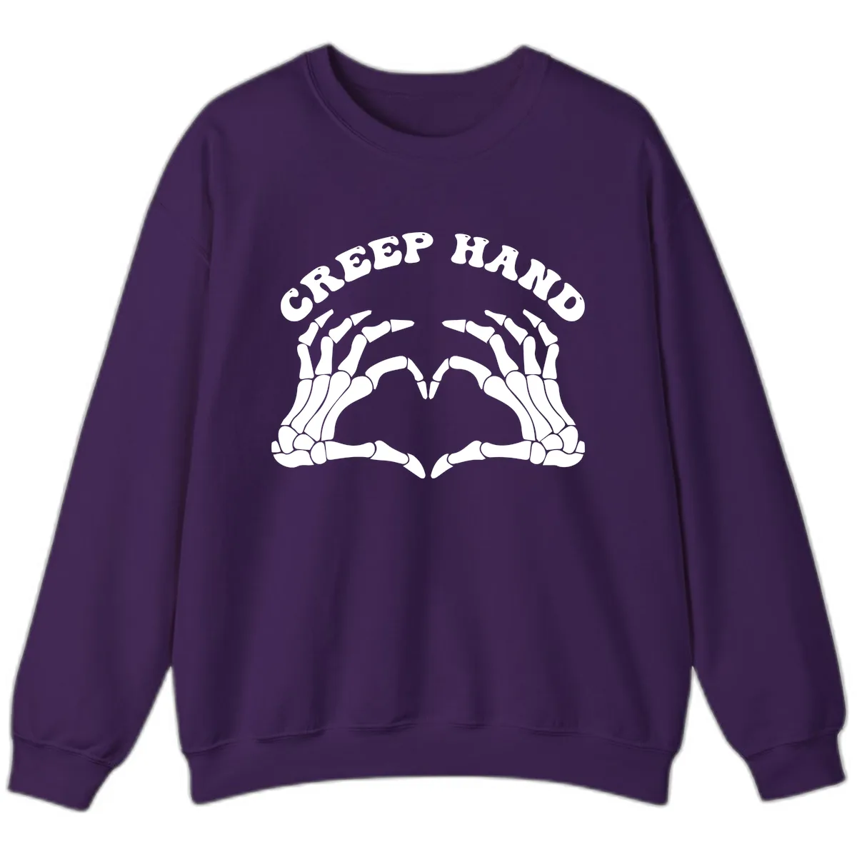 Creep Hand Skeleton Heart Gesture Sweatshirt in Purple