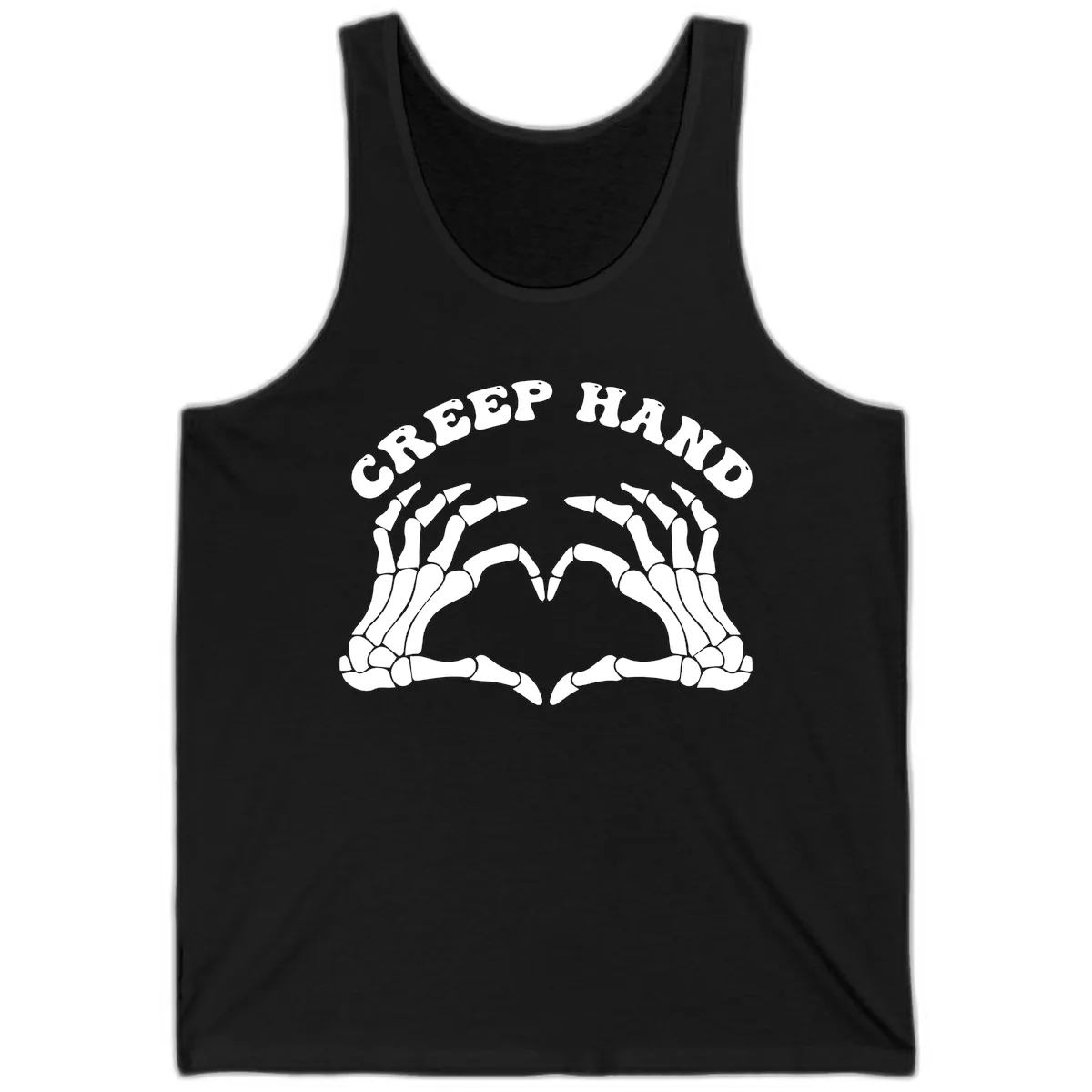 Creep Hand Skeleton Heart Gesture Tank in Black