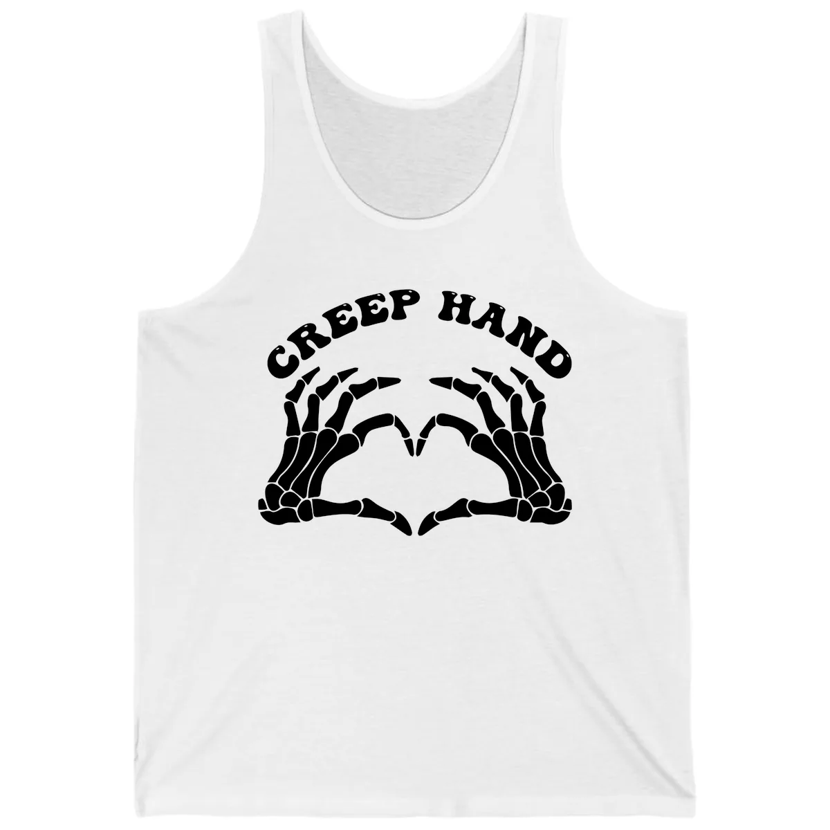 Creep Hand Skeleton Heart Gesture Tank in White
