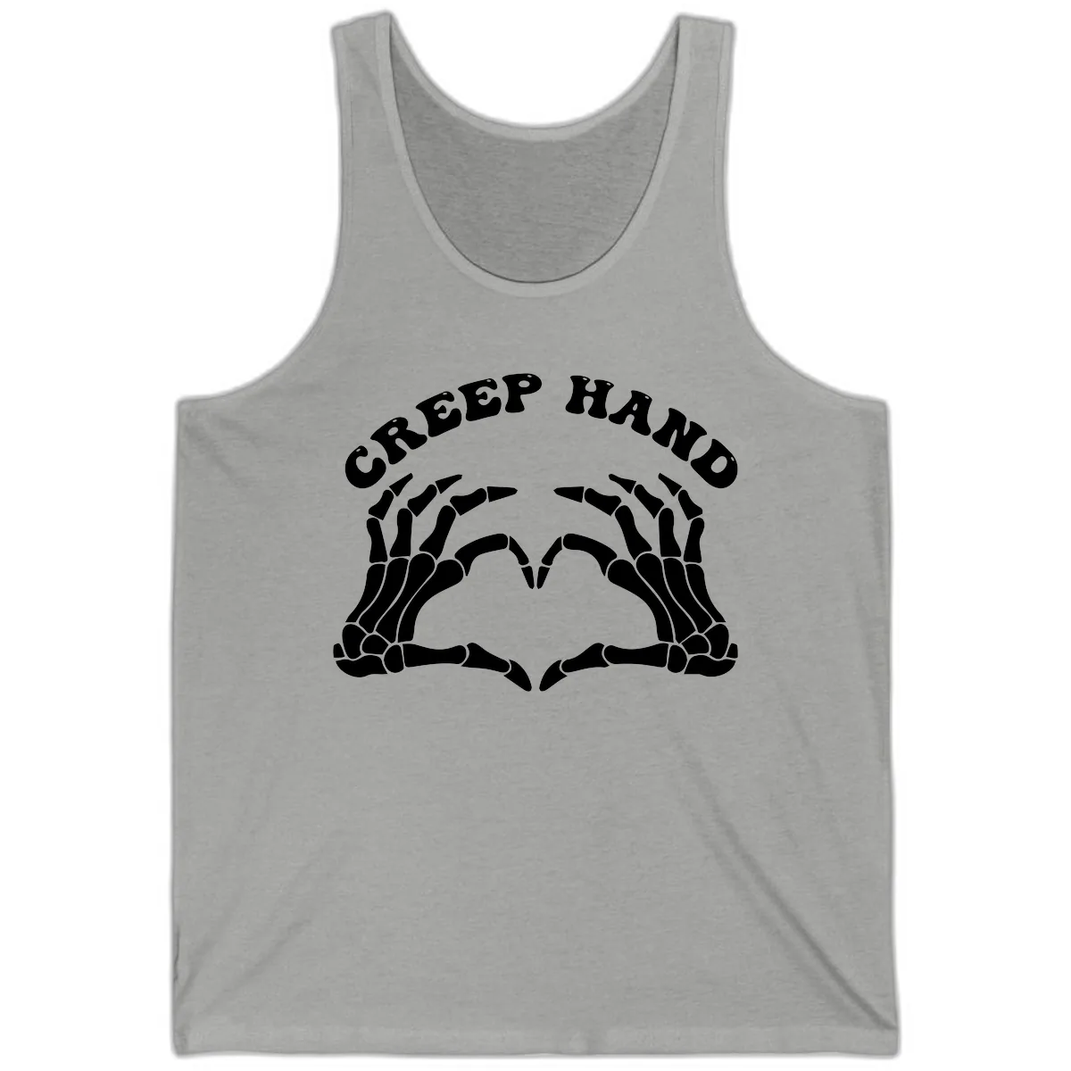 Creep Hand Skeleton Heart Gesture Tank in Athletic Heather