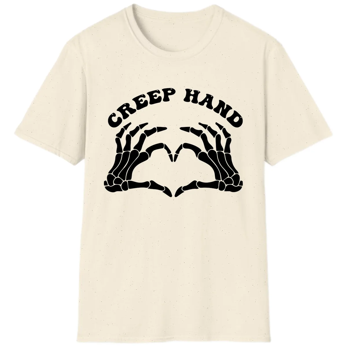 Creep Hand Skeleton Heart Gesture T-Shirt in Natural