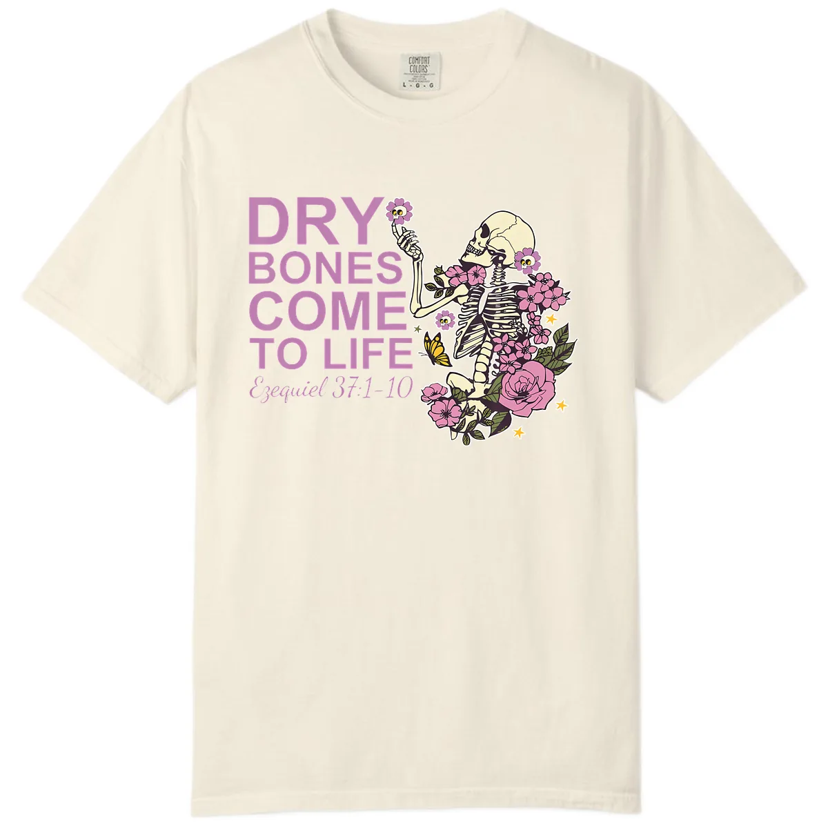 Dry Bones Come to Life Illustration Comfort Color in Ivory