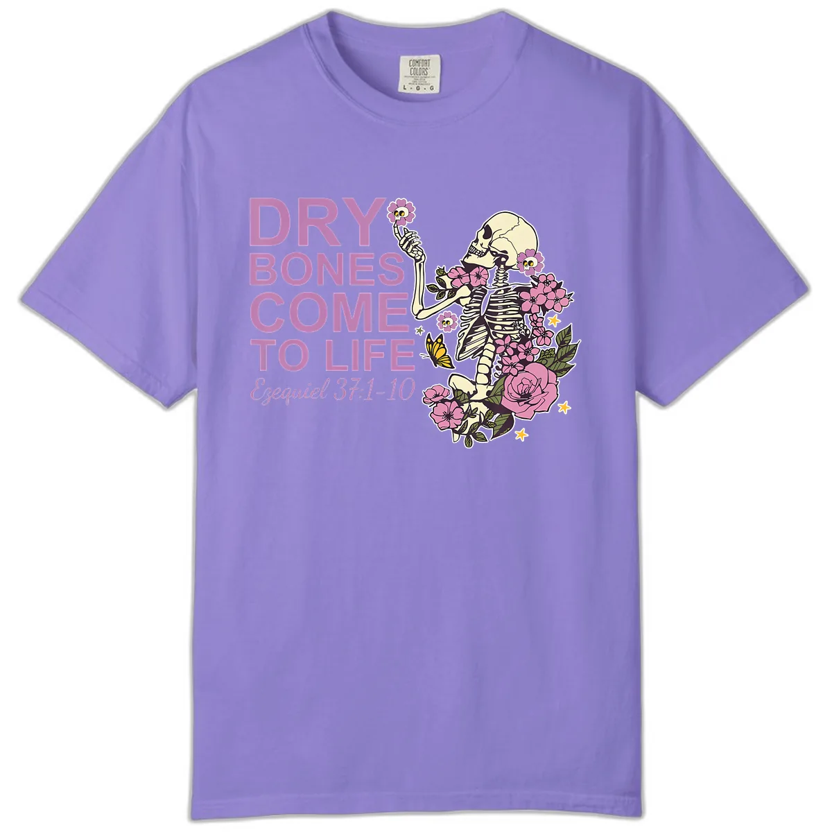Dry Bones Come to Life Illustration Comfort Color in Violet