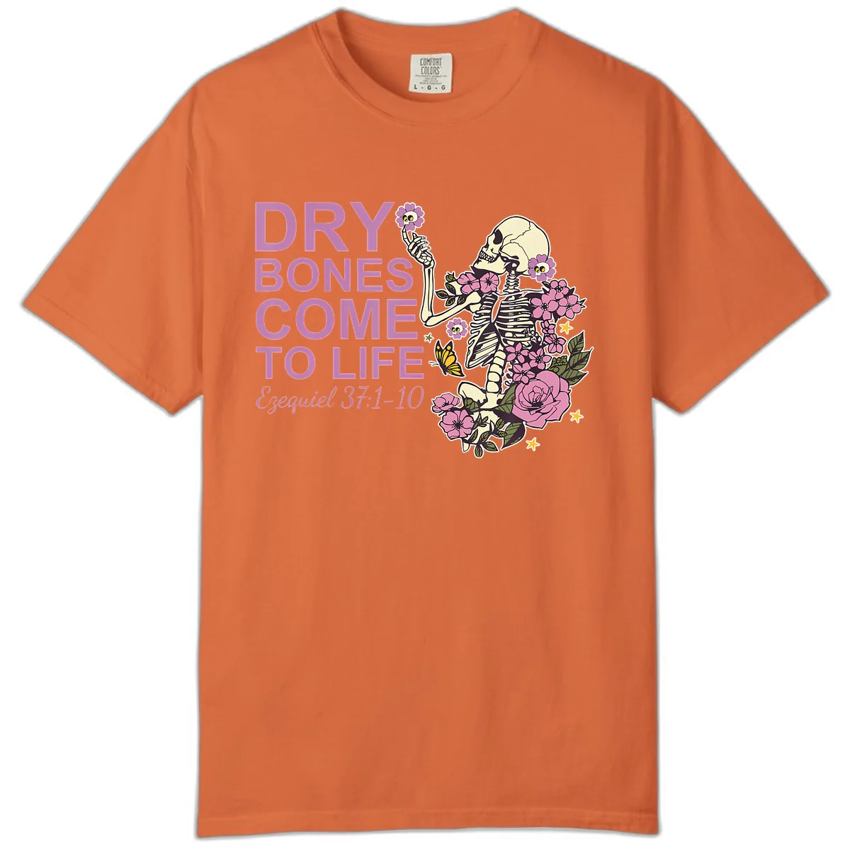Dry Bones Come to Life Illustration Comfort Color in Burnt Orange