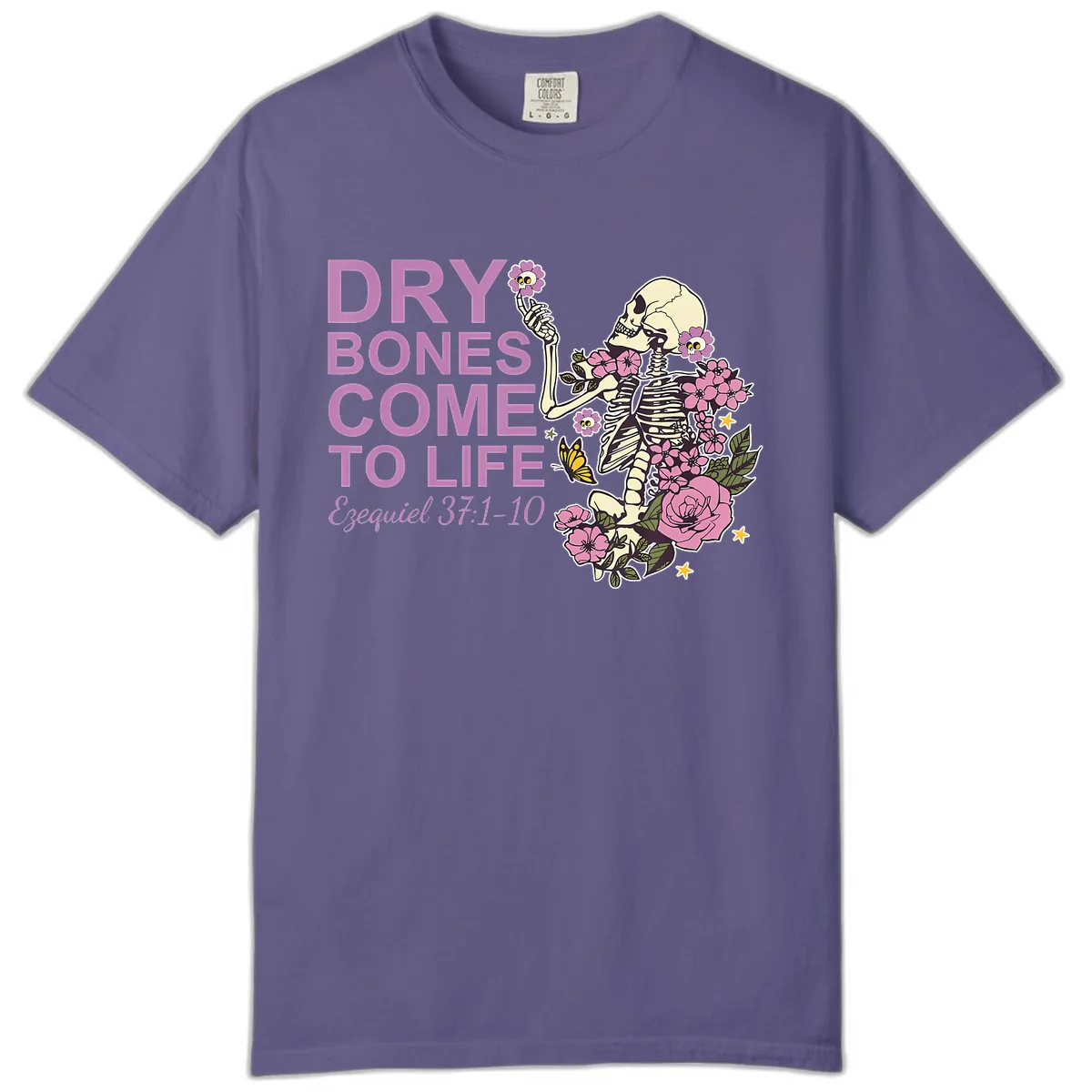 Dry Bones Come to Life Illustration Comfort Color in Grape