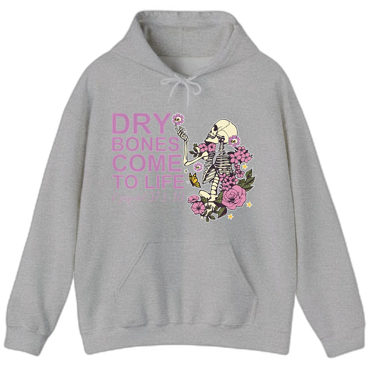 Dry Bones Come to Life Illustration Hoodie in Sport Grey