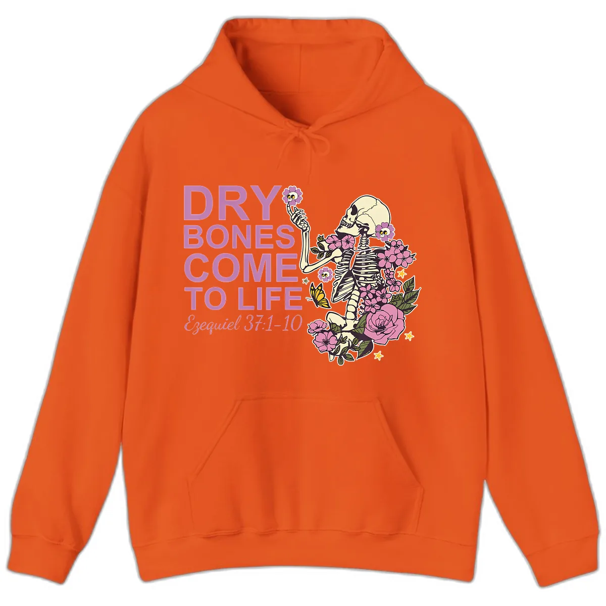 Dry Bones Come to Life Illustration Hoodie in Orange