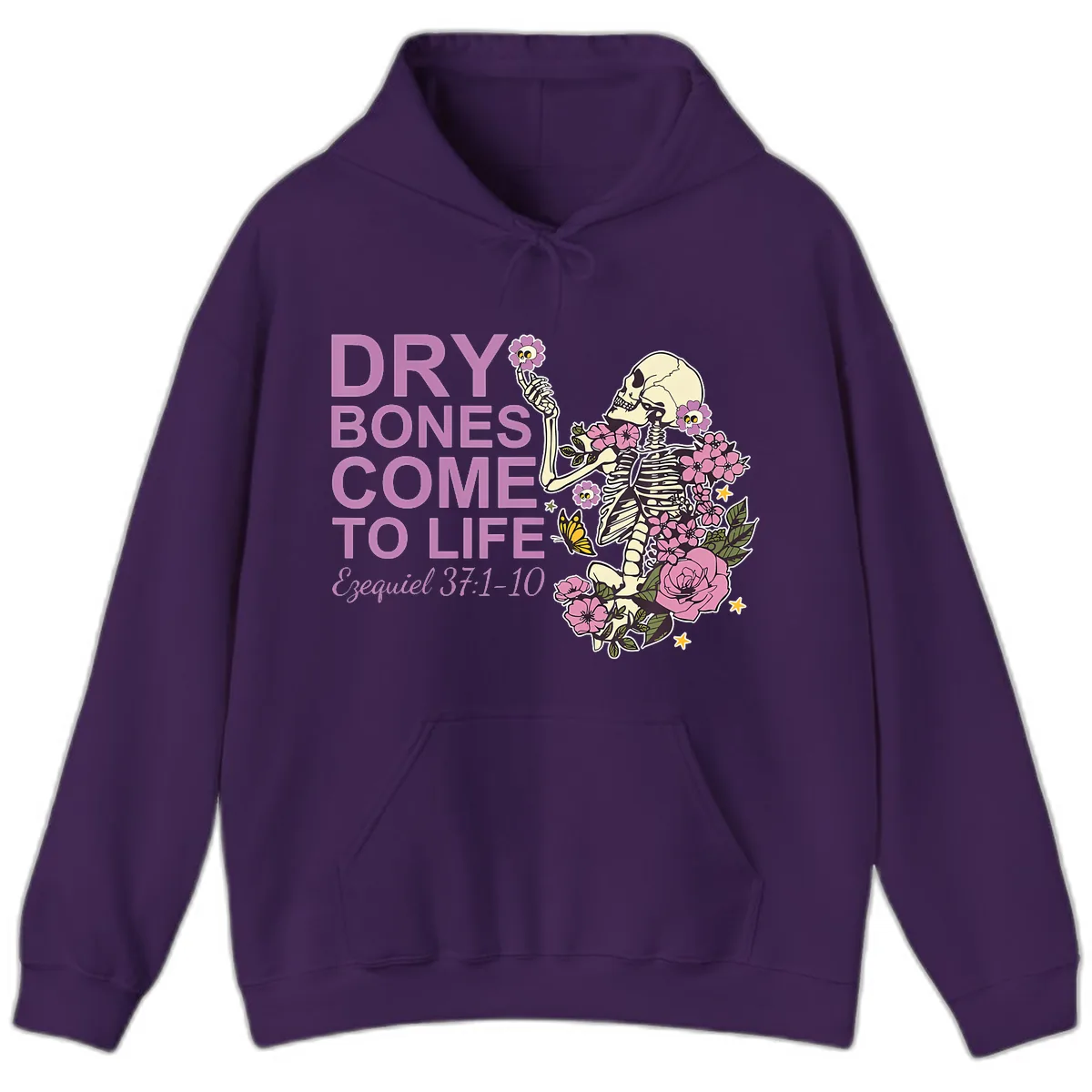 Dry Bones Come to Life Illustration Hoodie in Purple