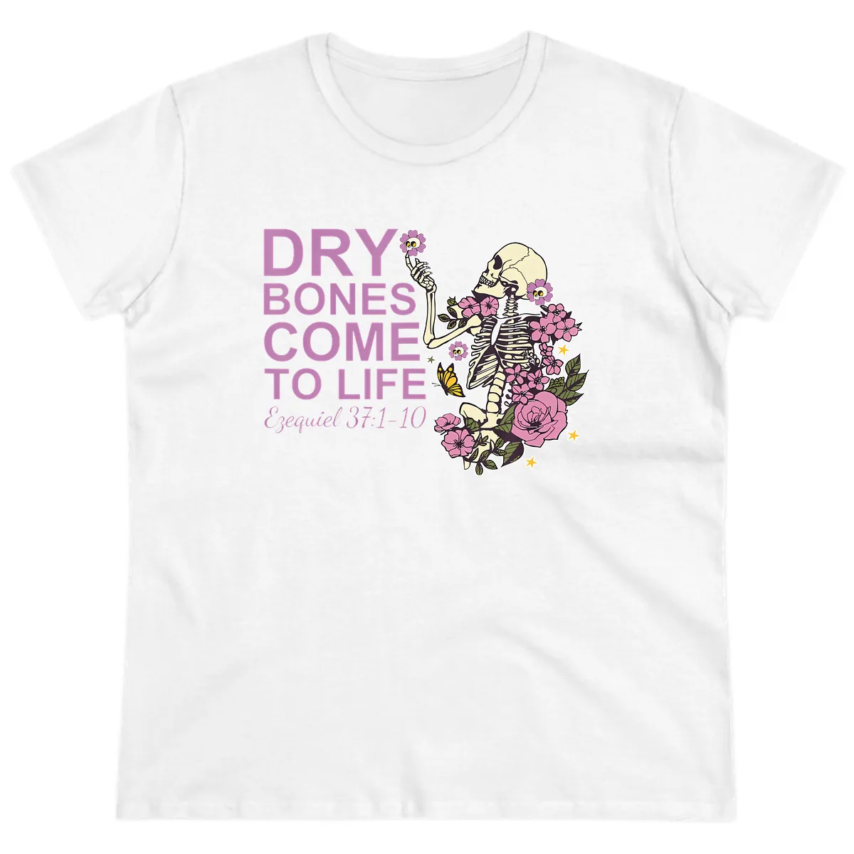Dry Bones Come to Life Illustration Ladies Tee in White