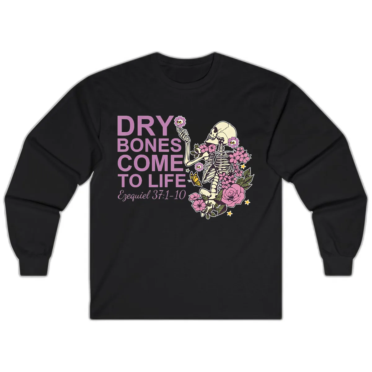 Dry Bones Come to Life Illustration Long Sleeve in Black