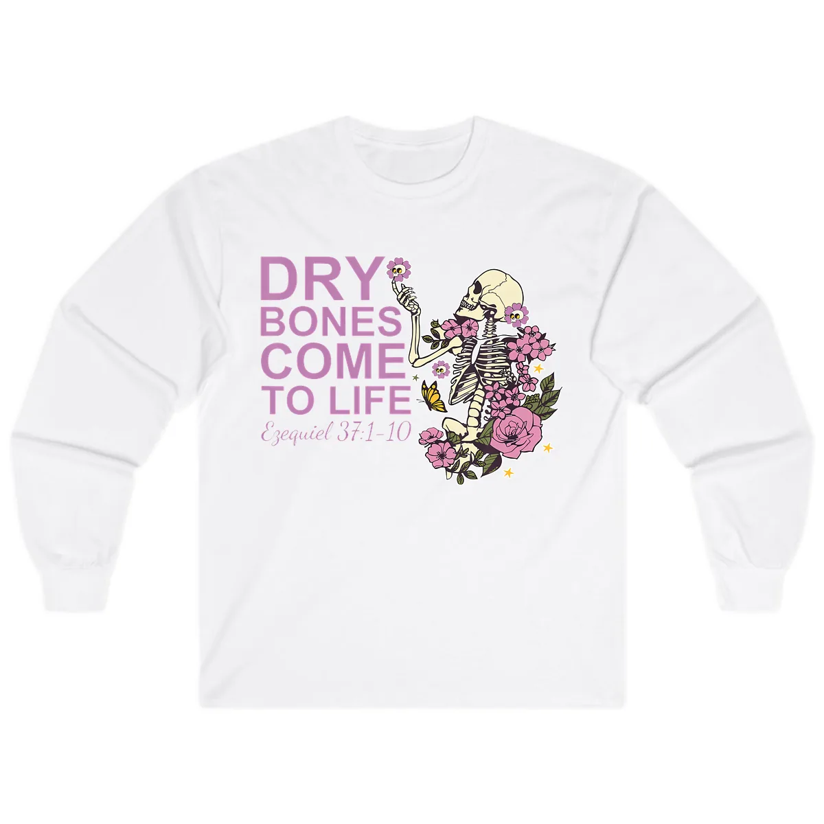 Dry Bones Come to Life Illustration Long Sleeve in White