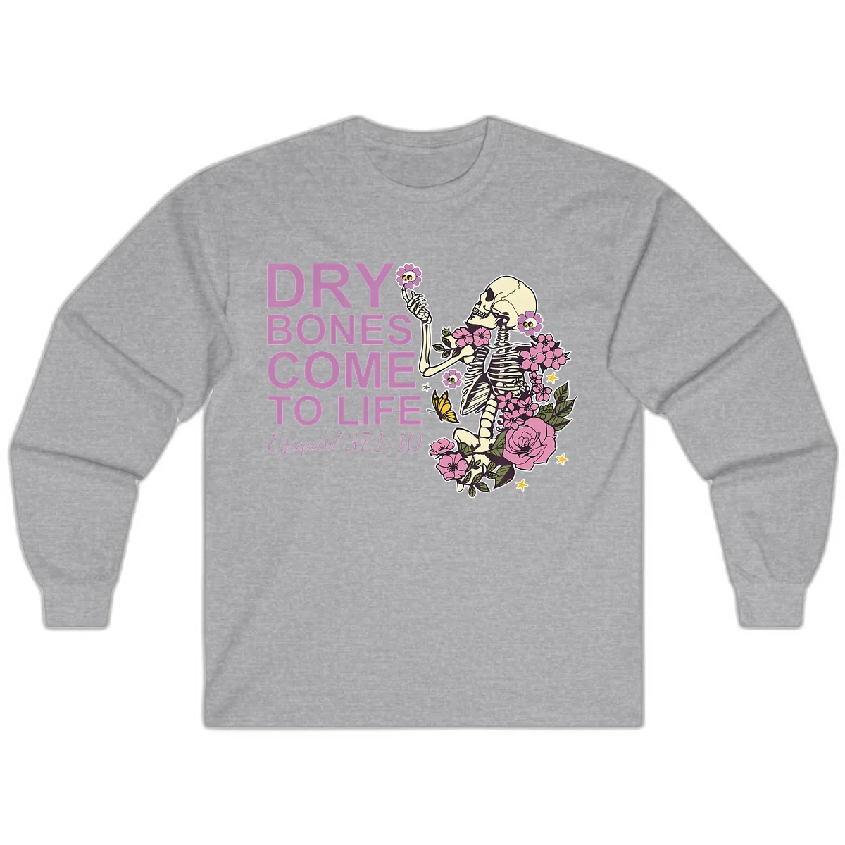 Dry Bones Come to Life Illustration Long Sleeve in Sport Grey