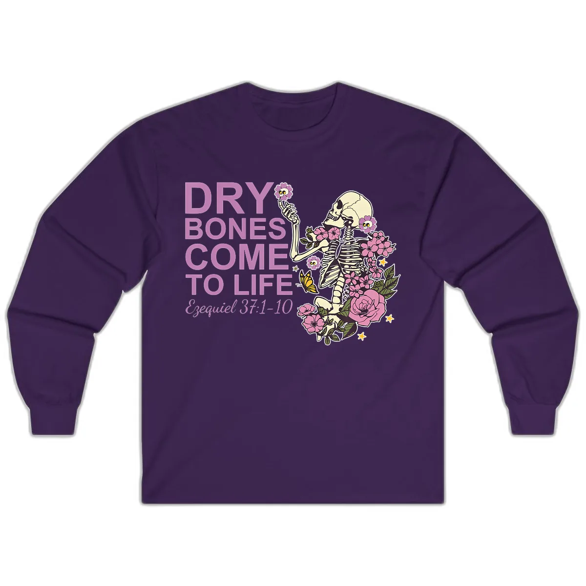 Dry Bones Come to Life Illustration Long Sleeve in Purple