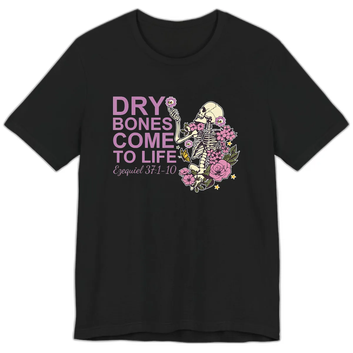 Dry Bones Come to Life Illustration Premium T-Shirt in Black