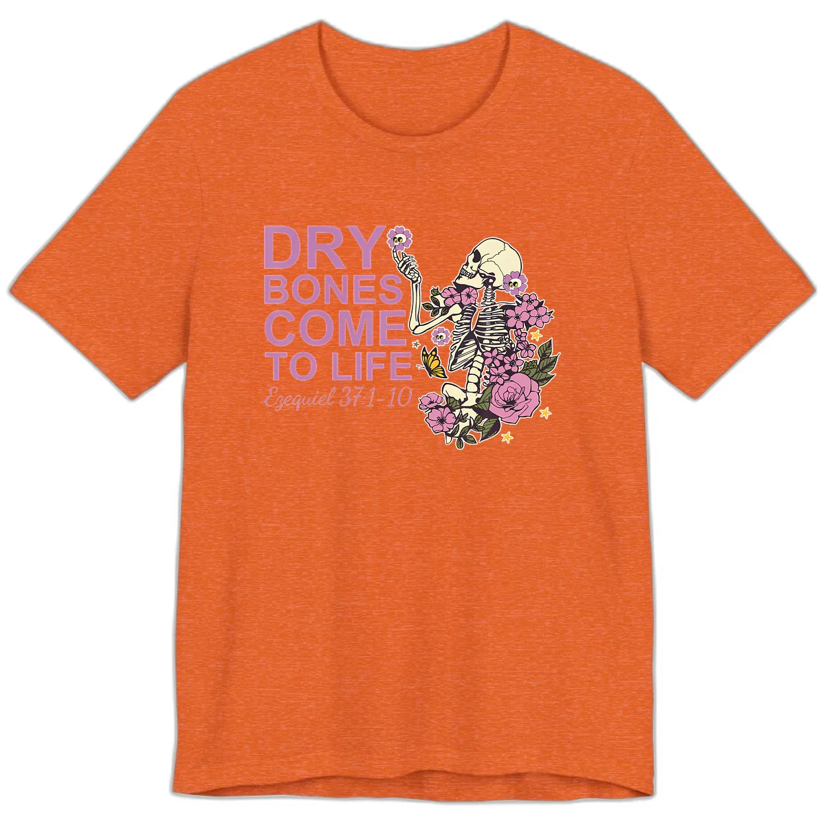 Dry Bones Come to Life Illustration Premium T-Shirt in Heather Orange