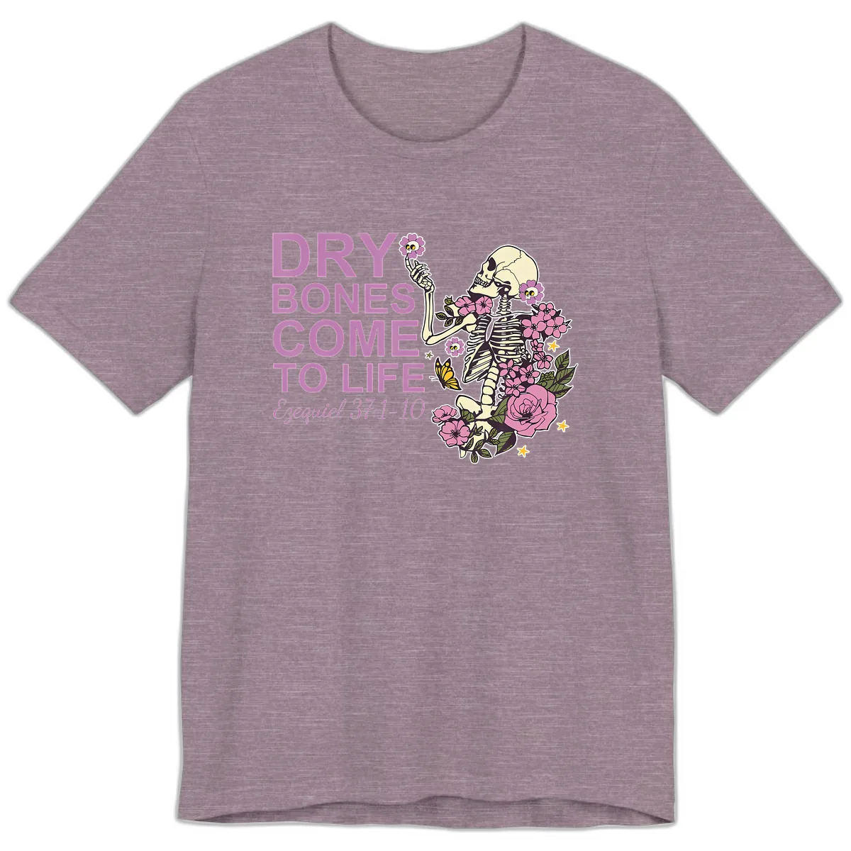 Dry Bones Come to Life Illustration Premium T-Shirt in Heather Purple