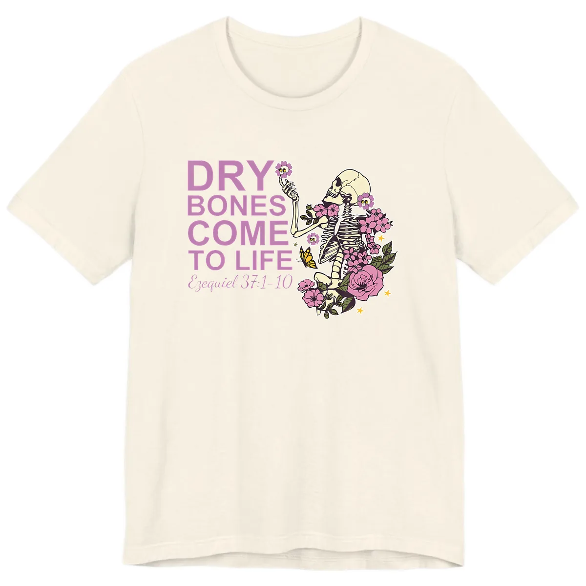 Dry Bones Come to Life Illustration Premium T-Shirt in Natural
