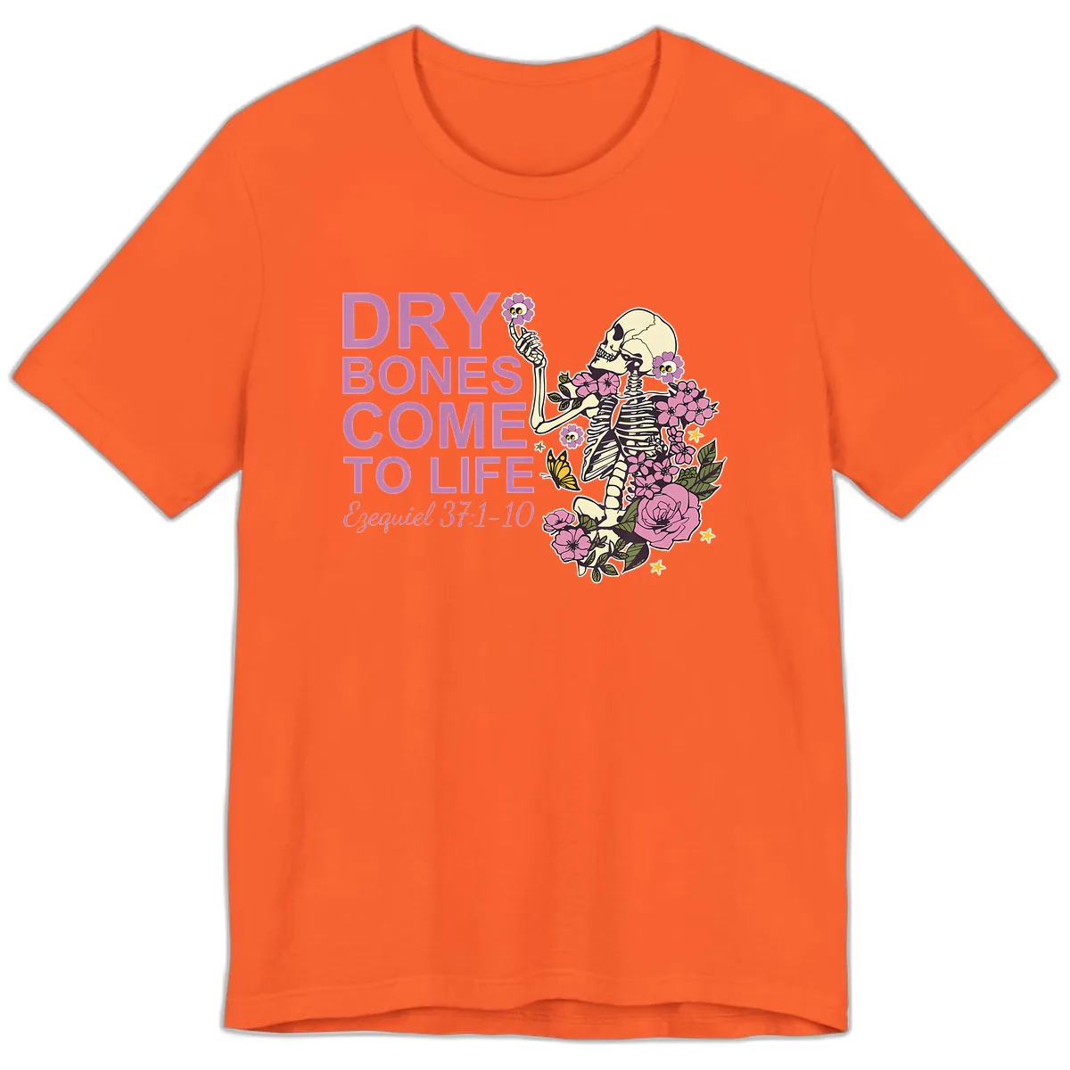 Dry Bones Come to Life Illustration Premium T-Shirt in Orange