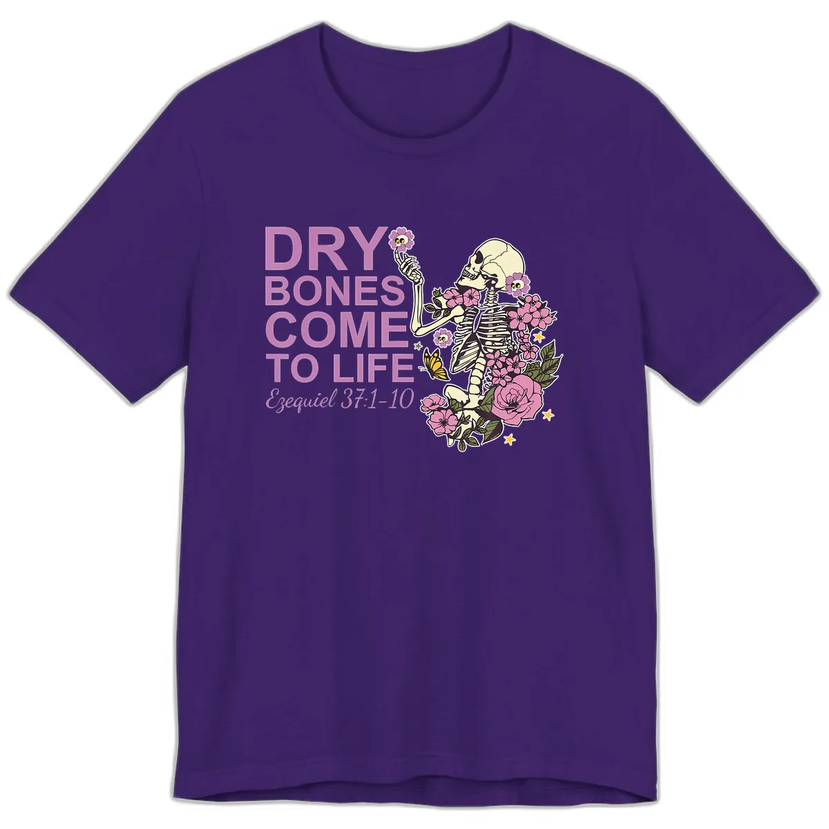 Dry Bones Come to Life Illustration Premium T-Shirt in Team Purple