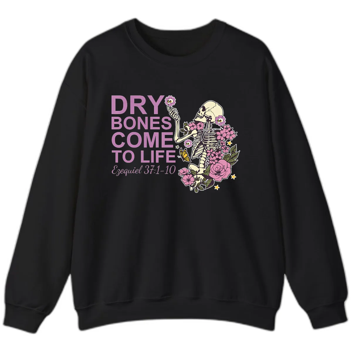Dry Bones Come to Life Illustration Sweatshirt in Black