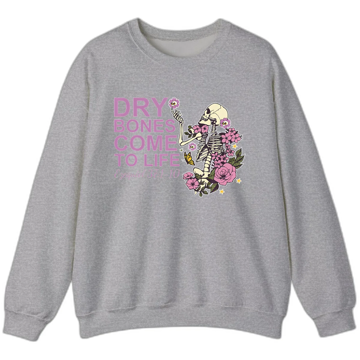 Dry Bones Come to Life Illustration Sweatshirt in Sport Grey