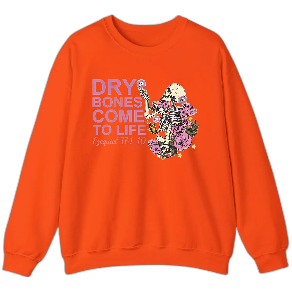 Dry Bones Come to Life Illustration Sweatshirt in Orange
