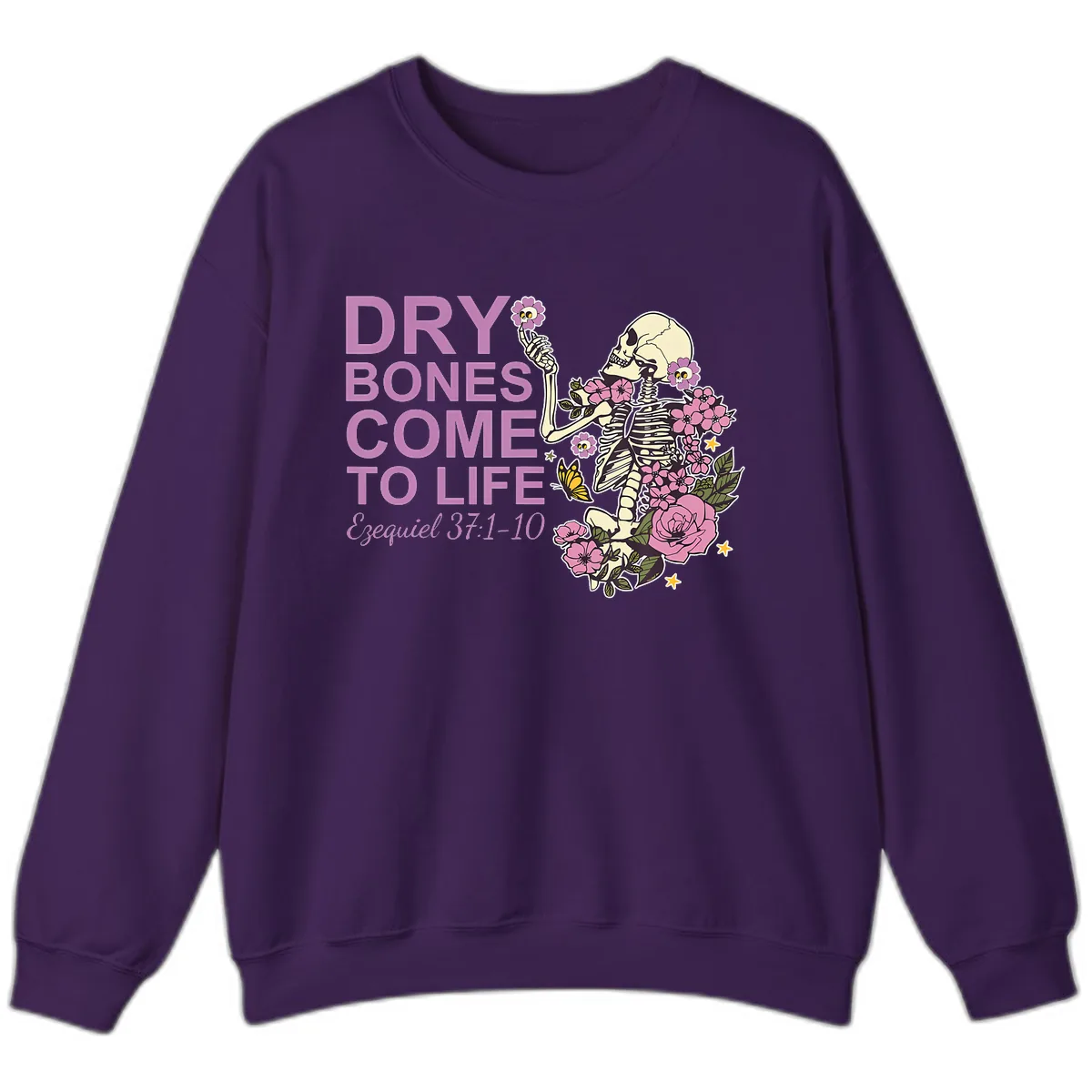 Dry Bones Come to Life Illustration Sweatshirt in Purple