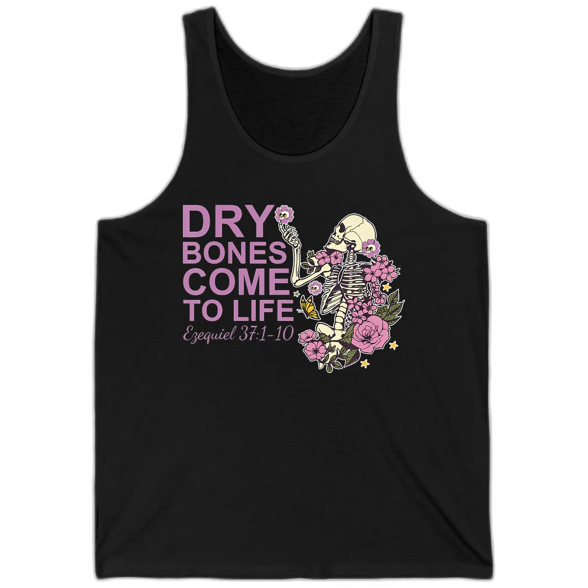 Dry Bones Come to Life Illustration Tank in Black