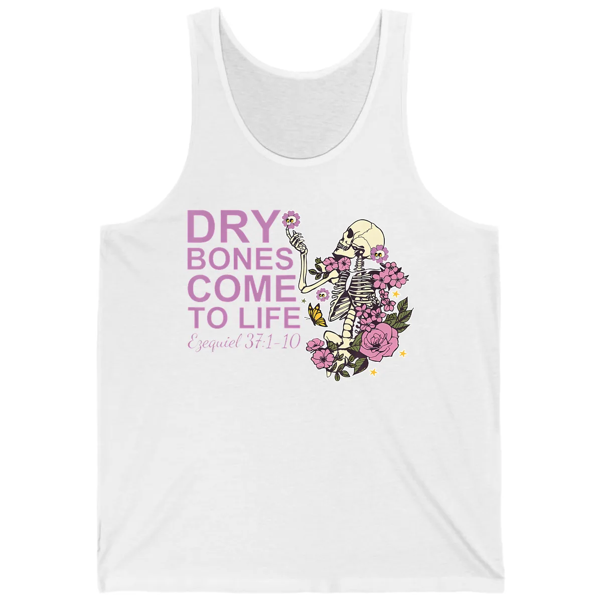 Dry Bones Come to Life Illustration Tank in White
