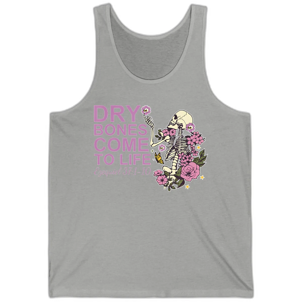 Dry Bones Come to Life Illustration Tank in Athletic Heather