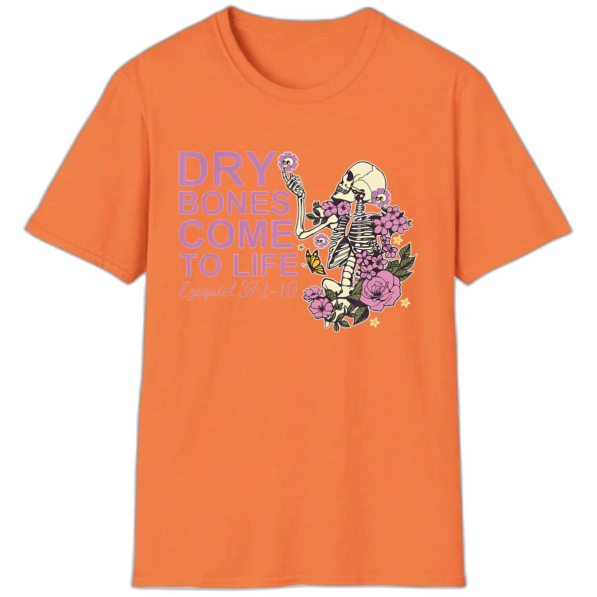 Dry Bones Come to Life Illustration T-Shirt in Heather Orange