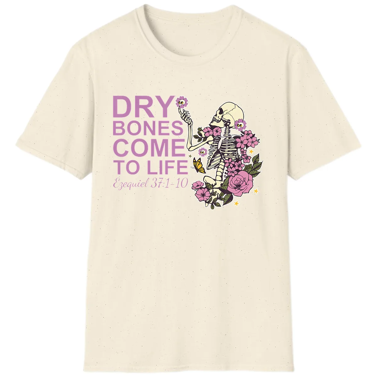 Dry Bones Come to Life Illustration T-Shirt in Natural