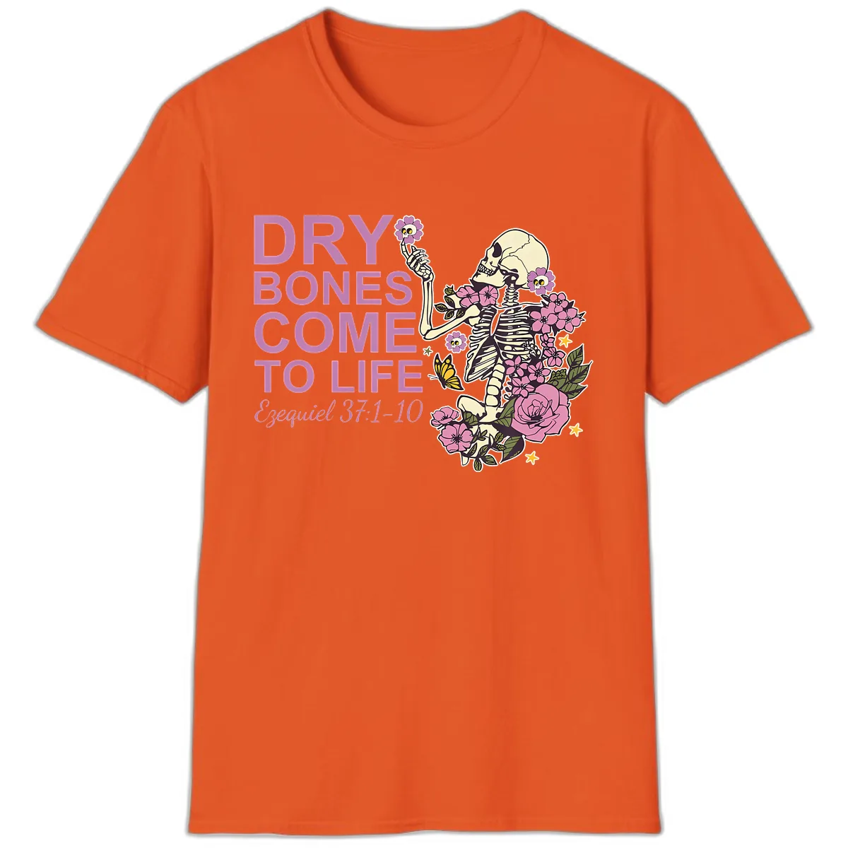 Dry Bones Come to Life Illustration T-Shirt in Orange