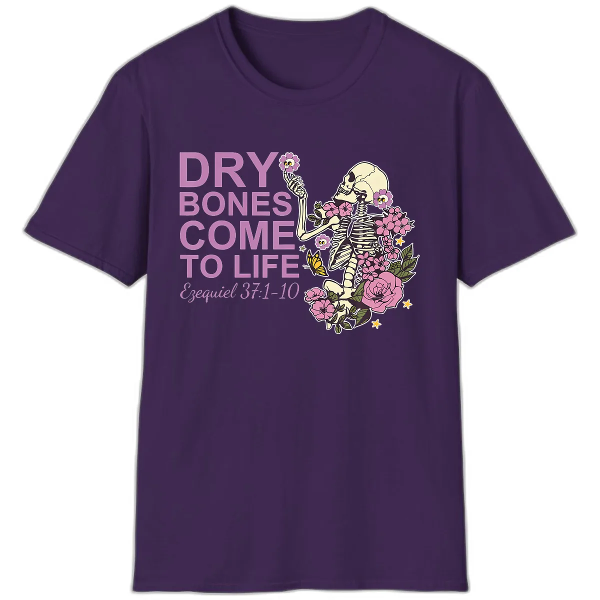 Dry Bones Come to Life Illustration T-Shirt in Purple
