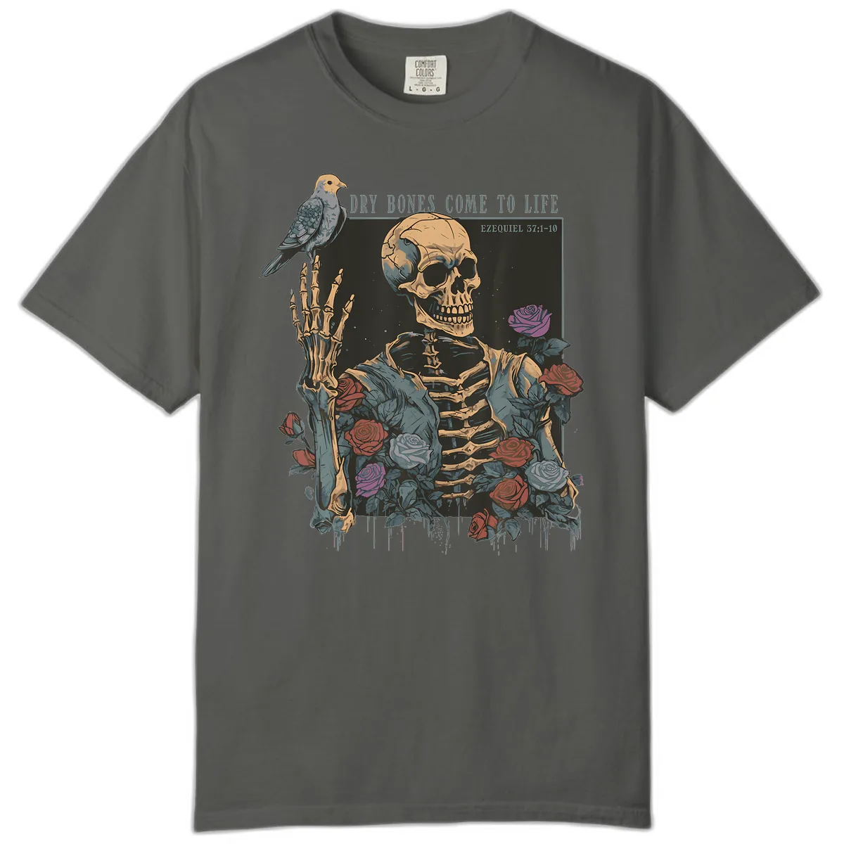 Dry Bones Come To Life Skull Comfort Color in Pepper