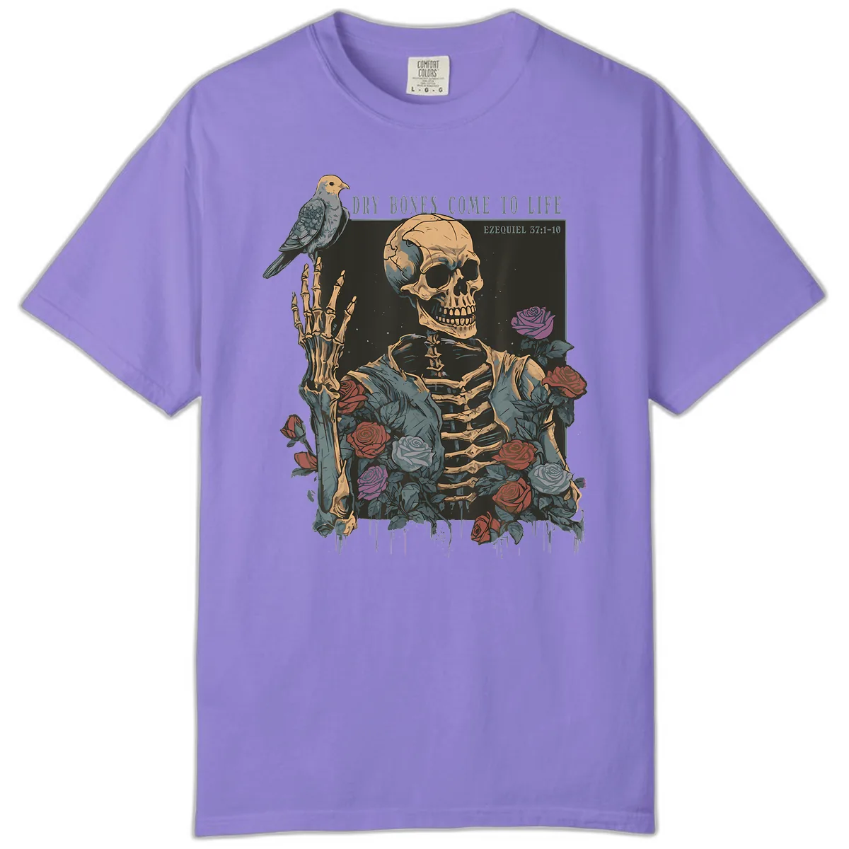 Dry Bones Come To Life Skull Comfort Color in Violet